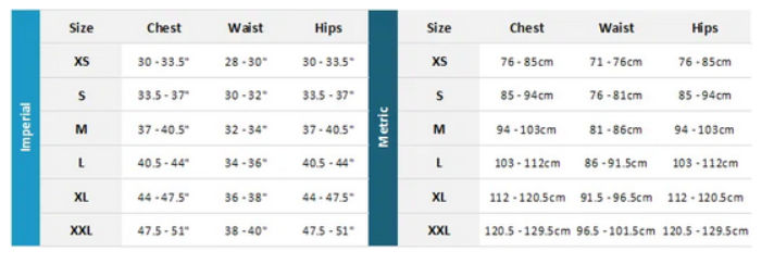 ORCA WOMENS TOPS 24 0 Size Chart